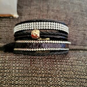 Bracelet, boho wrap around vegan leather